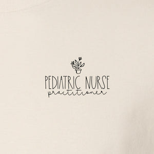 Pediatric Nurse Practitioner T-Shirt, Small Left Chest Floral Design for Nursing Students and Graduates