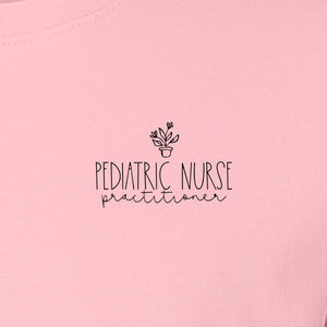 Pediatric Nurse Practitioner T-Shirt, Small Left Chest Floral Design for Nursing Students and Graduates