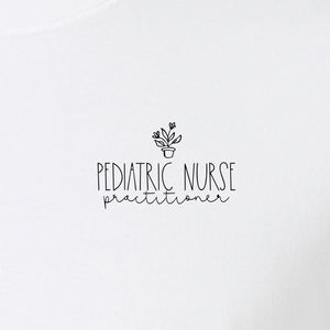 Pediatric Nurse Practitioner T-Shirt, Small Left Chest Floral Design for Nursing Students and Graduates