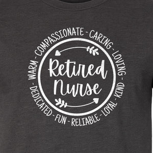 Retired Nurse T-Shirt, Compassionate Caring Legacy Design for Retirement Parties and Healthcare Farewells