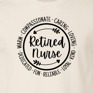 Retired Nurse T-Shirt, Compassionate Caring Legacy Design for Retirement Parties and Healthcare Farewells