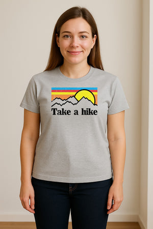 Take a Hike T-Shirt, Retro Sunset Mountain Graphic for Campers and Outdoor Lovers