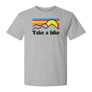 Take a Hike T-Shirt, Retro Sunset Mountain Graphic for Campers and Outdoor Lovers
