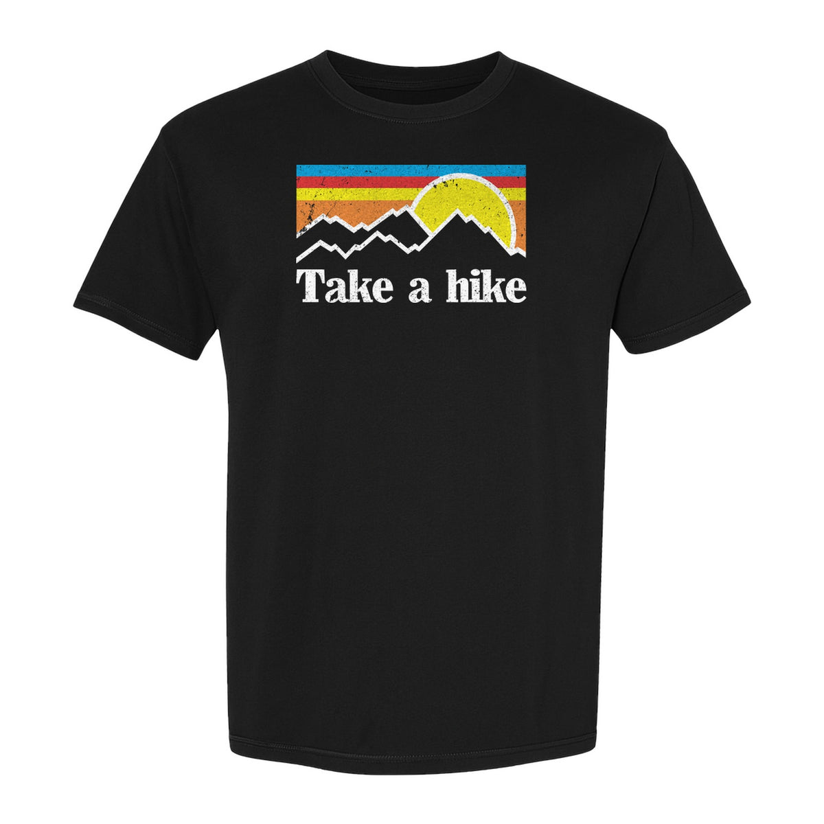 Take a Hike T-Shirt, Retro Sunset Mountain Graphic for Campers and Outdoor Lovers