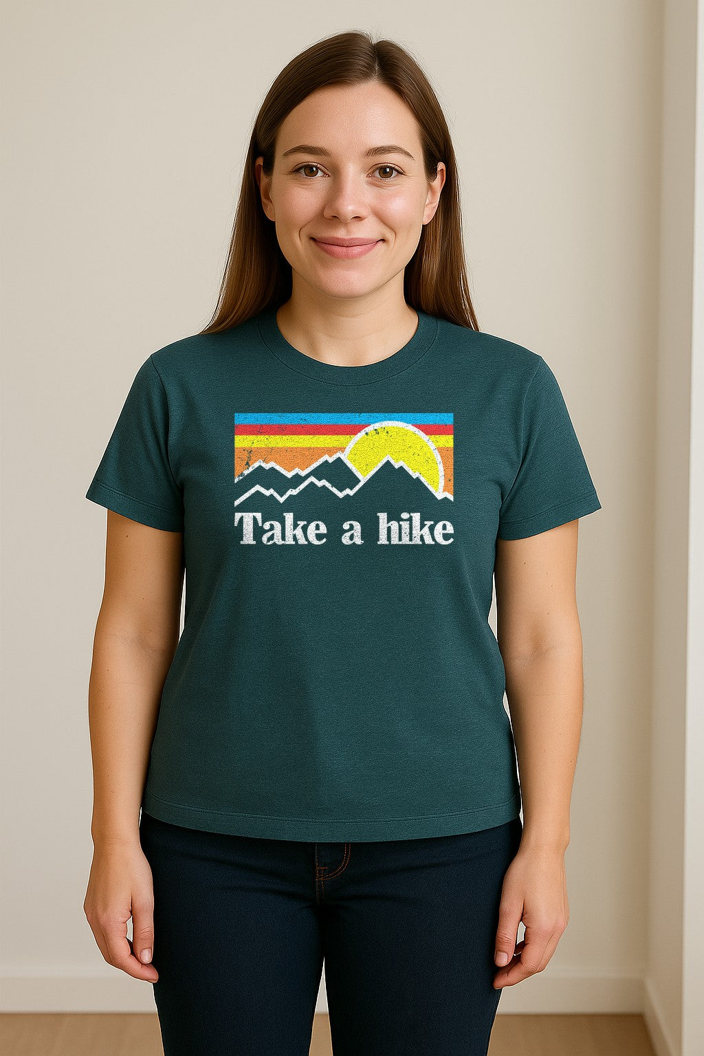 Take a Hike T-Shirt, Retro Sunset Mountain Graphic for Campers and Outdoor Lovers