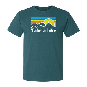 Take a Hike T-Shirt, Retro Sunset Mountain Graphic for Campers and Outdoor Lovers