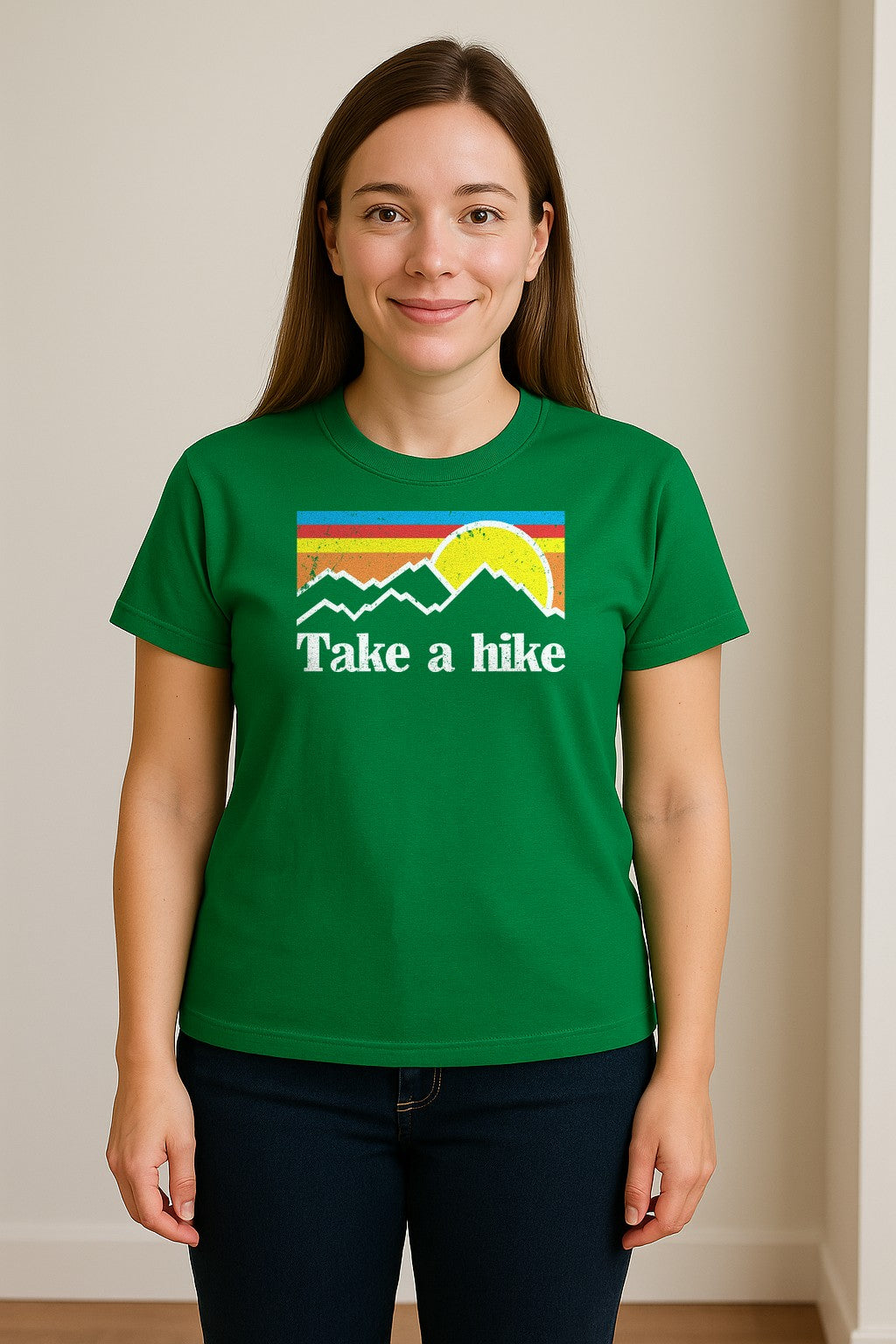 Take a Hike T-Shirt, Retro Sunset Mountain Graphic for Campers and Outdoor Lovers