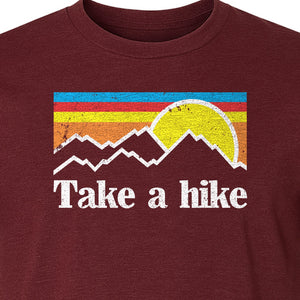 Take a Hike T-Shirt, Retro Sunset Mountain Graphic for Campers and Outdoor Lovers