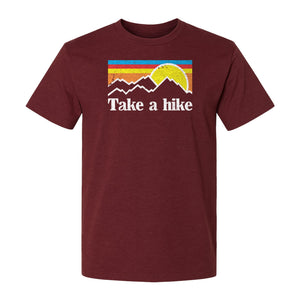 Take a Hike T-Shirt, Retro Sunset Mountain Graphic for Campers and Outdoor Lovers