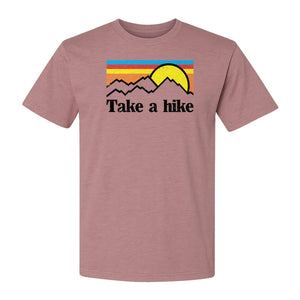 Take a Hike T-Shirt, Retro Sunset Mountain Graphic for Campers and Outdoor Lovers