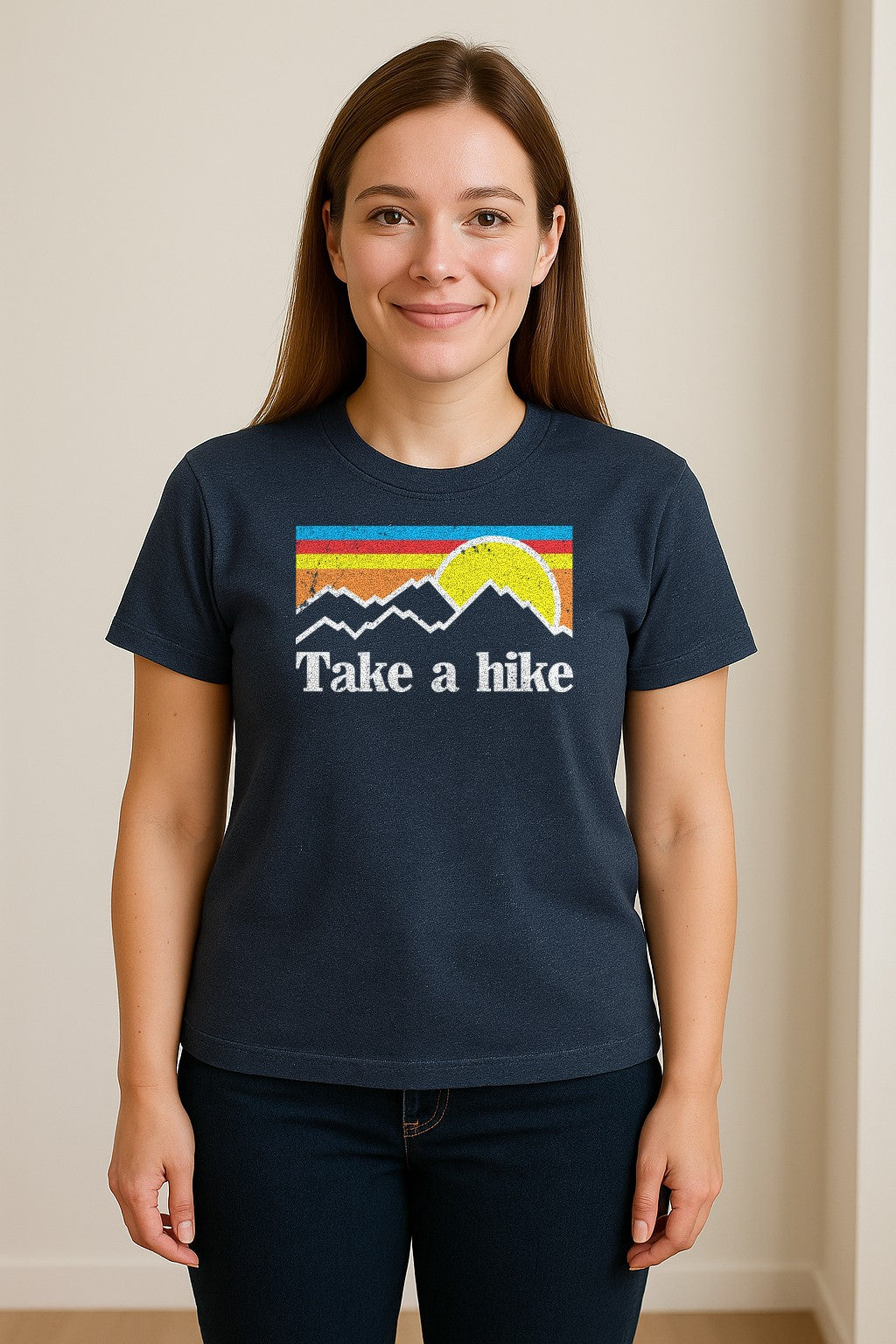 Take a Hike T-Shirt, Retro Sunset Mountain Graphic for Campers and Outdoor Lovers