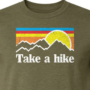 Take a Hike T-Shirt, Retro Sunset Mountain Graphic for Campers and Outdoor Lovers