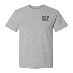 Speech Language Pathologist T-Shirt, Distressed SLP Left Chest Design for Therapy Professionals