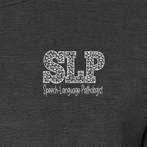 Speech Language Pathologist T-Shirt, Distressed SLP Left Chest Design for Therapy Professionals