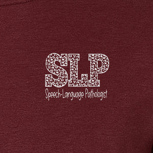 Speech Language Pathologist T-Shirt, Distressed SLP Left Chest Design for Therapy Professionals