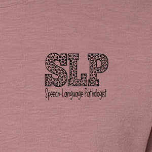 Speech Language Pathologist T-Shirt, Distressed SLP Left Chest Design for Therapy Professionals