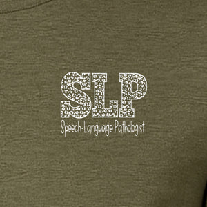 Speech Language Pathologist T-Shirt, Distressed SLP Left Chest Design for Therapy Professionals
