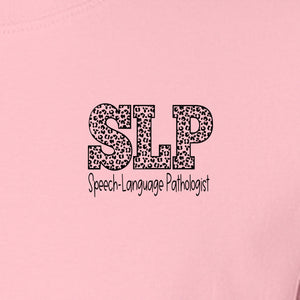 Speech Language Pathologist T-Shirt, Distressed SLP Left Chest Design for Therapy Professionals