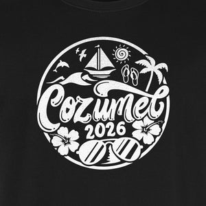 Cozumel 2026 T-Shirt, Tropical Island Sailboat and Palm Tree Graphic for Beach Vacations and Cruises