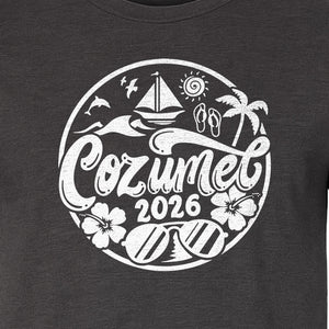 Cozumel 2026 T-Shirt, Tropical Island Sailboat and Palm Tree Graphic for Beach Vacations and Cruises