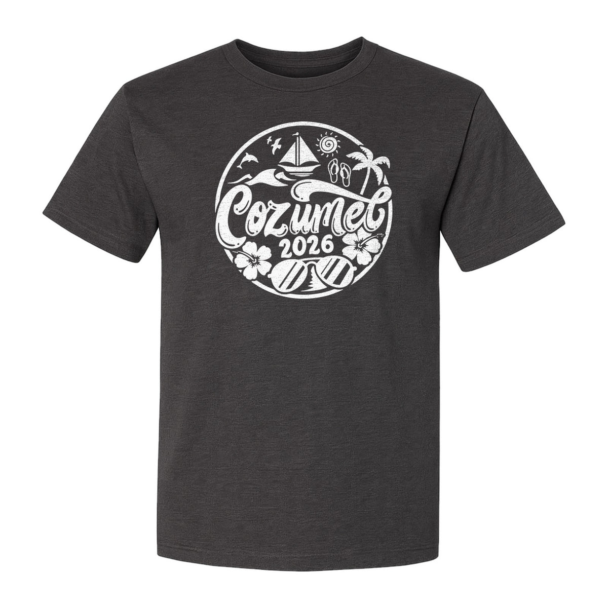 Cozumel 2026 T-Shirt, Tropical Island Sailboat and Palm Tree Graphic for Beach Vacations and Cruises