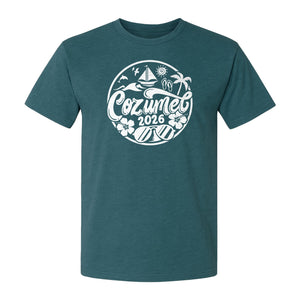 Cozumel 2026 T-Shirt, Tropical Island Sailboat and Palm Tree Graphic for Beach Vacations and Cruises