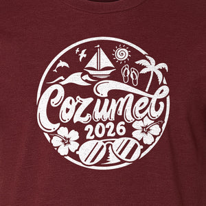 Cozumel 2026 T-Shirt, Tropical Island Sailboat and Palm Tree Graphic for Beach Vacations and Cruises