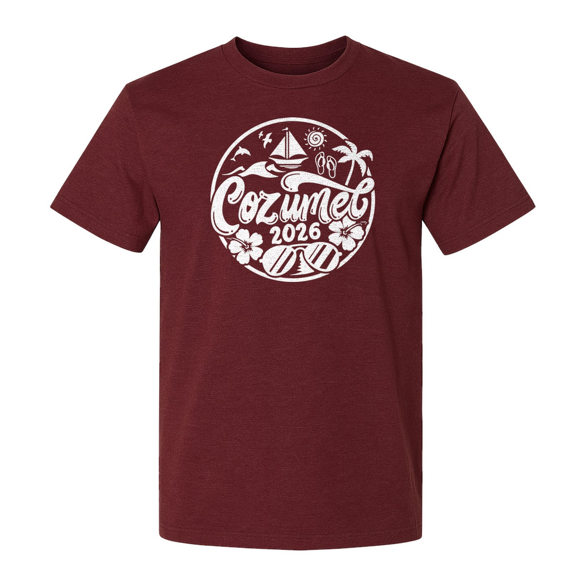 Cozumel 2026 T-Shirt, Tropical Island Sailboat and Palm Tree Graphic for Beach Vacations and Cruises