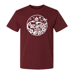 Cozumel 2026 T-Shirt, Tropical Island Sailboat and Palm Tree Graphic for Beach Vacations and Cruises