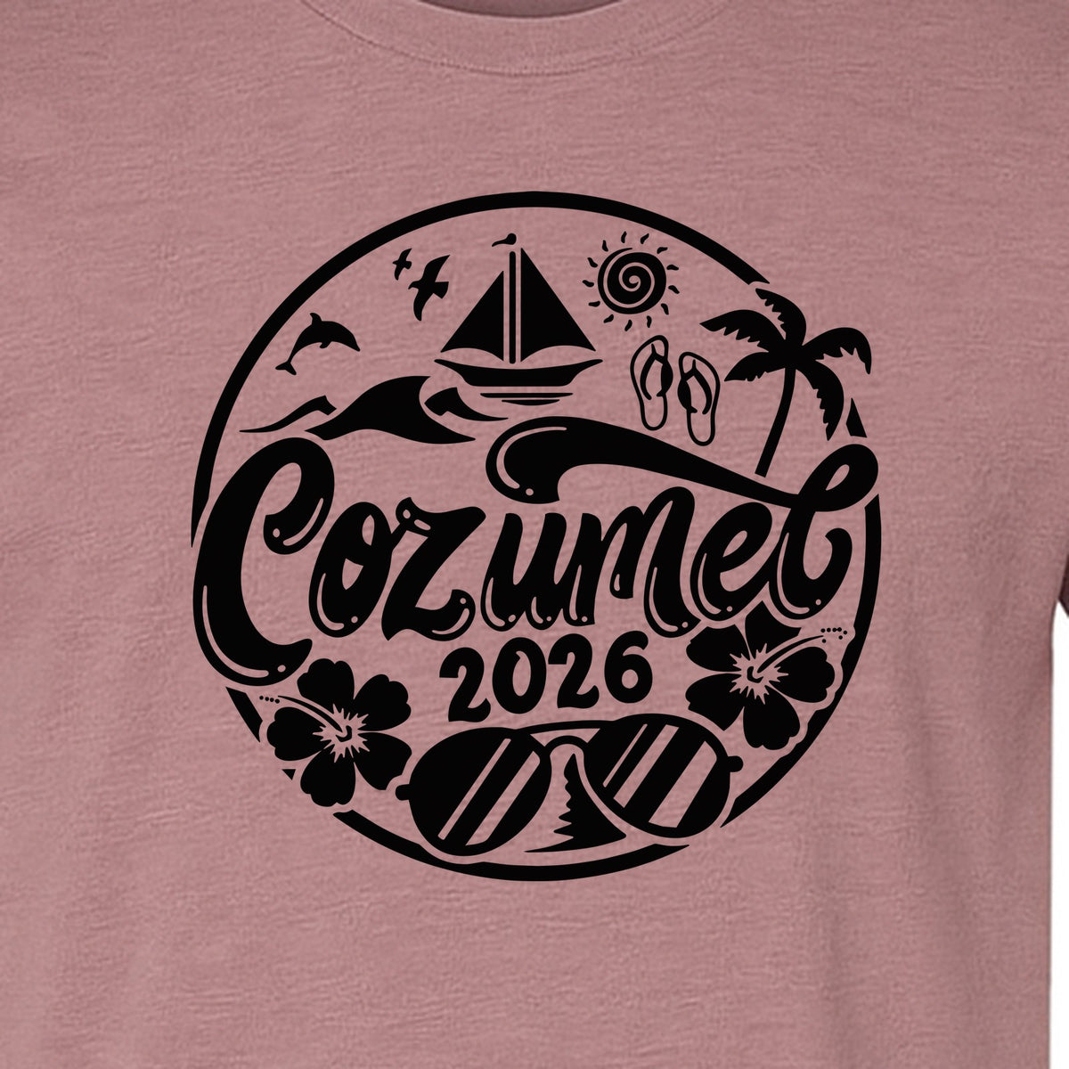 Cozumel 2026 T-Shirt, Tropical Island Sailboat and Palm Tree Graphic for Beach Vacations and Cruises