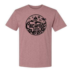 Cozumel 2026 T-Shirt, Tropical Island Sailboat and Palm Tree Graphic for Beach Vacations and Cruises