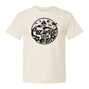 Cozumel 2026 T-Shirt, Tropical Island Sailboat and Palm Tree Graphic for Beach Vacations and Cruises