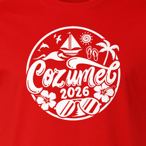 Cozumel 2026 T-Shirt, Tropical Island Sailboat and Palm Tree Graphic for Beach Vacations and Cruises