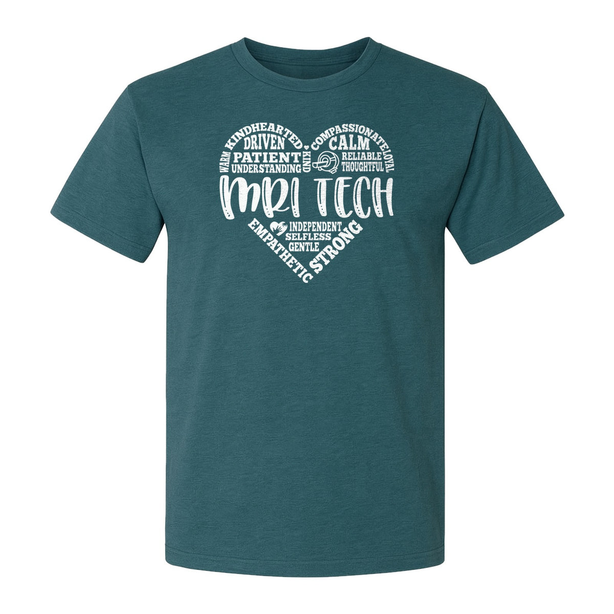 MRI Tech T-Shirt, Heart Word Art Design for Radiology Technologists and Medical Imaging Gifts