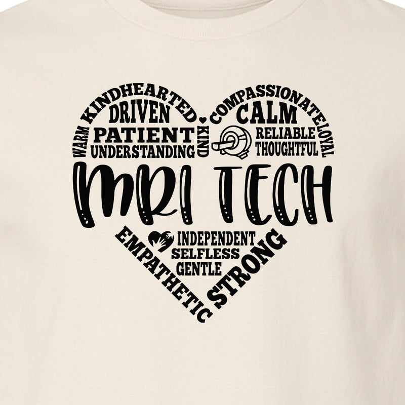 MRI Tech T-Shirt, Heart Word Art Design for Radiology Technologists and Medical Imaging Gifts