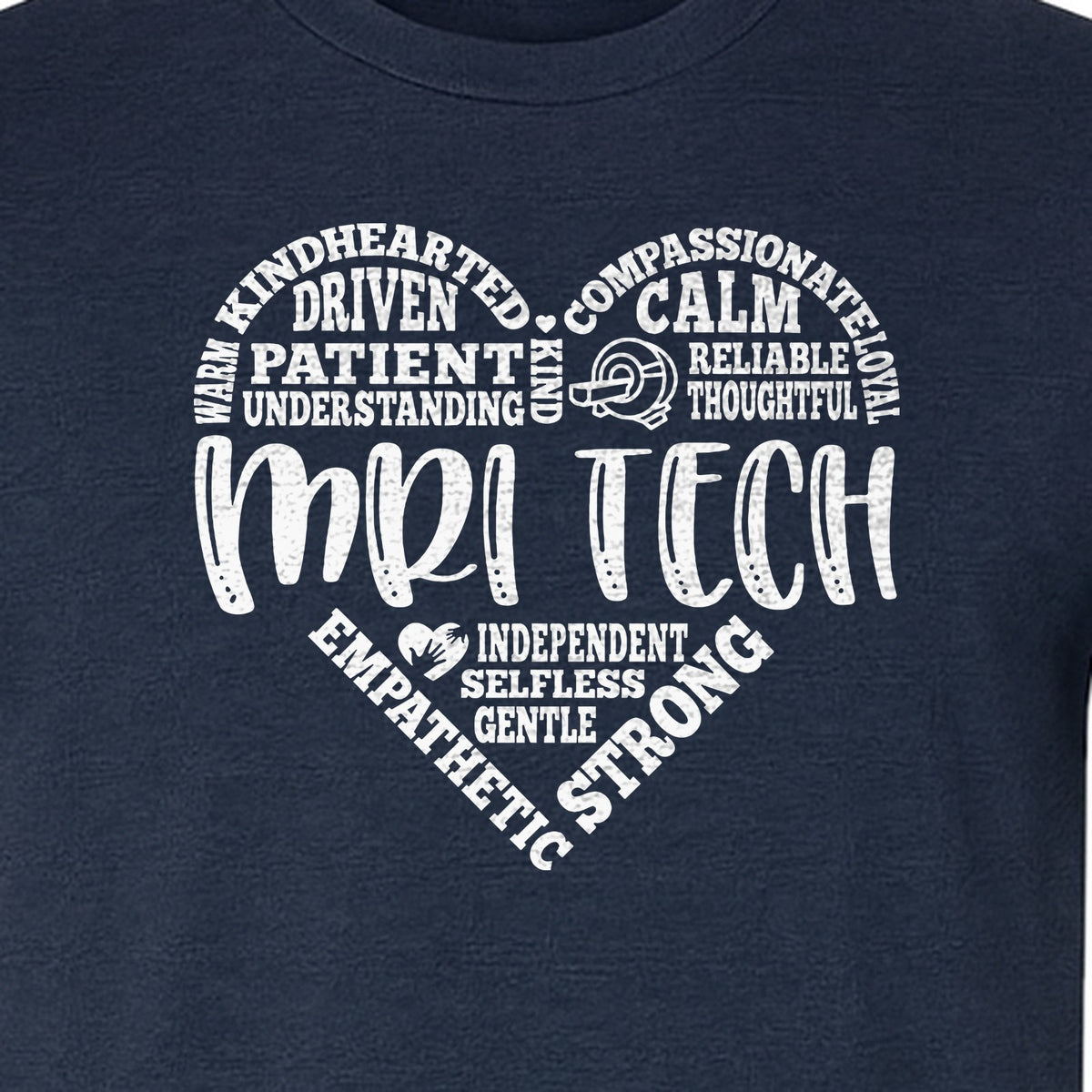 MRI Tech T-Shirt, Heart Word Art Design for Radiology Technologists and Medical Imaging Gifts