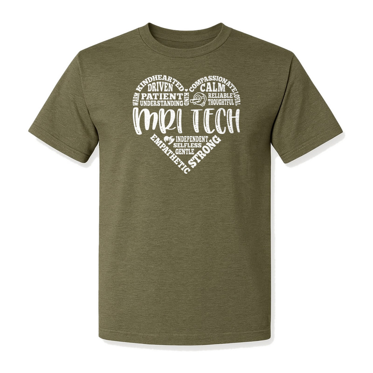 MRI Tech T-Shirt, Heart Word Art Design for Radiology Technologists and Medical Imaging Gifts