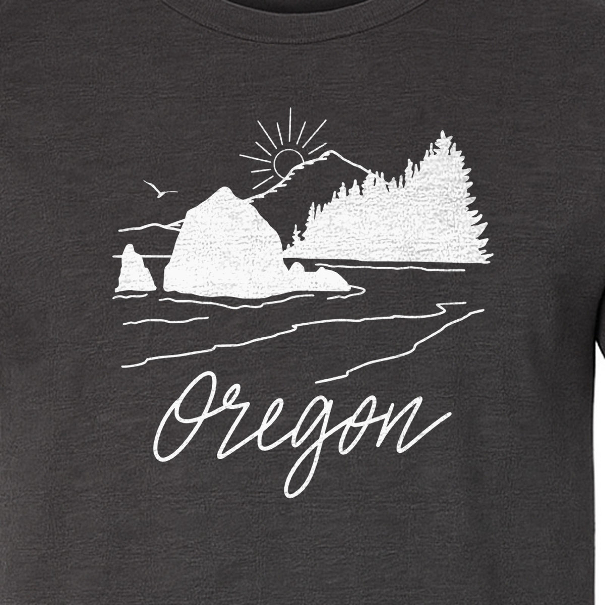 Oregon T-Shirt, Mountain Sunset Coastal Landscape Graphic for Travel and Nature Gifts