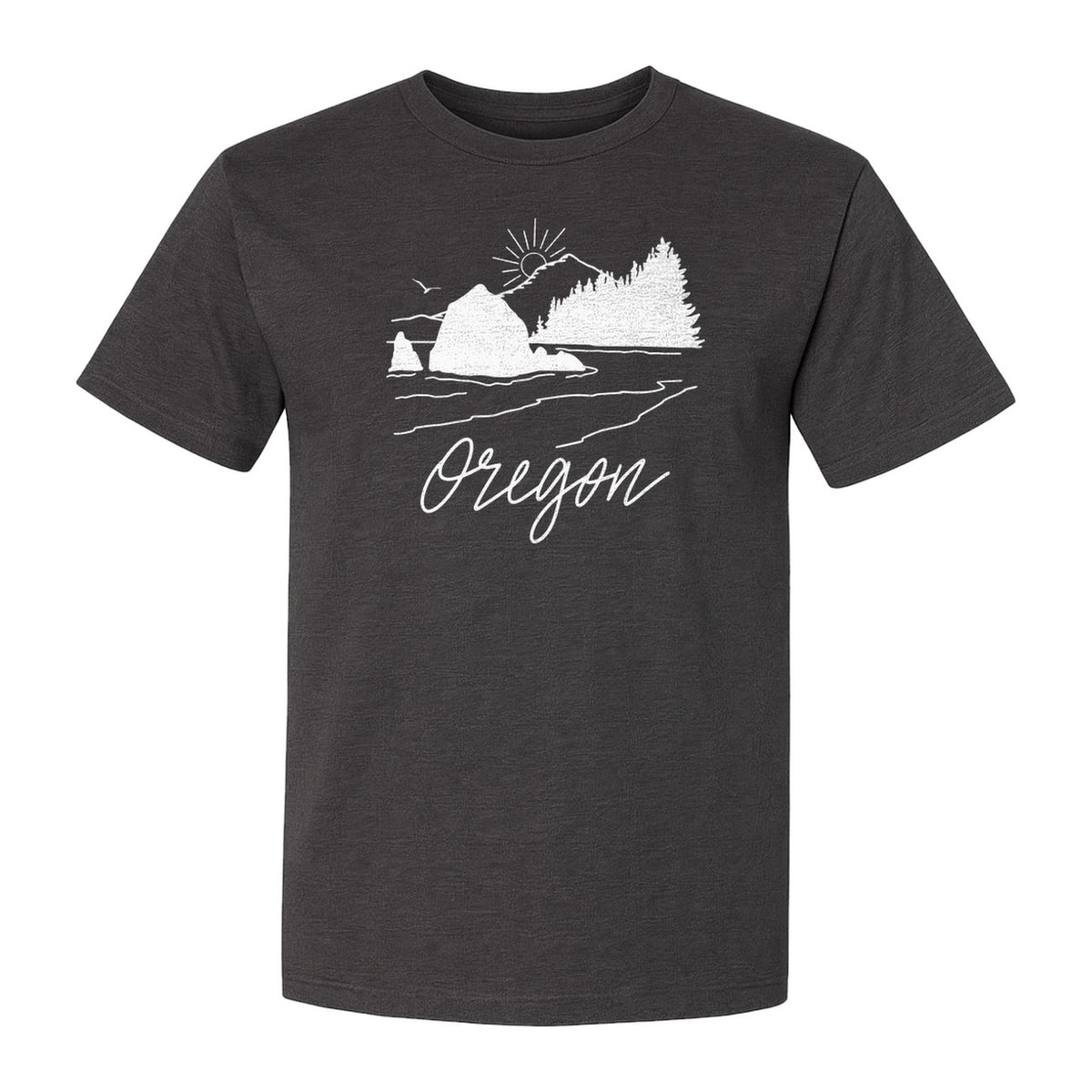 Oregon T-Shirt, Mountain Sunset Coastal Landscape Graphic for Travel and Nature Gifts
