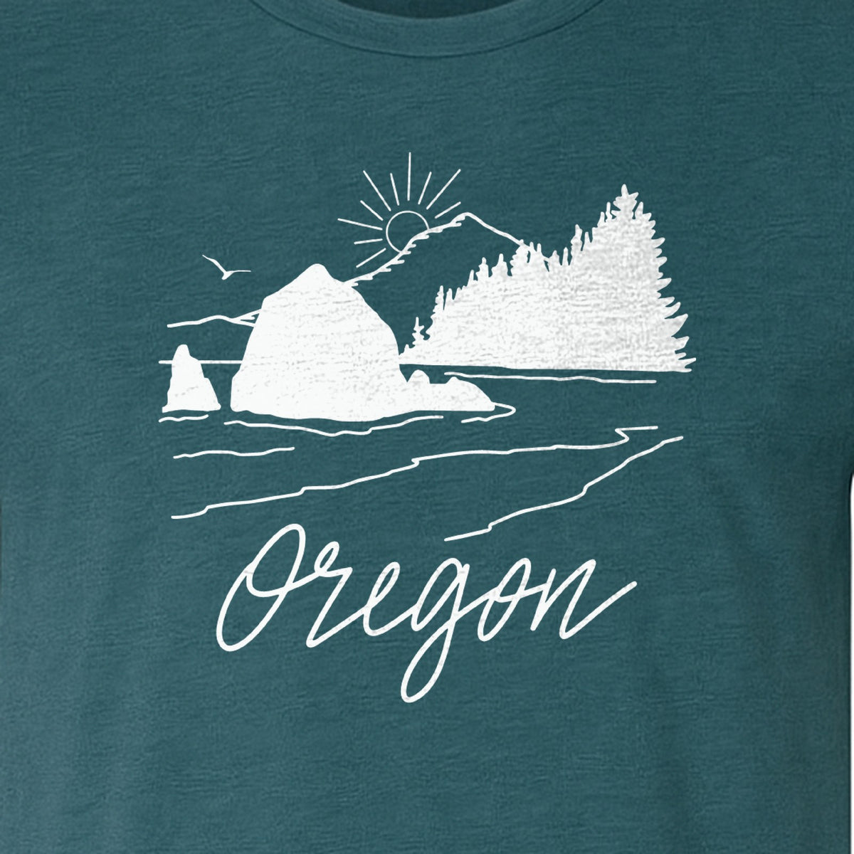 Oregon T-Shirt, Mountain Sunset Coastal Landscape Graphic for Travel and Nature Gifts