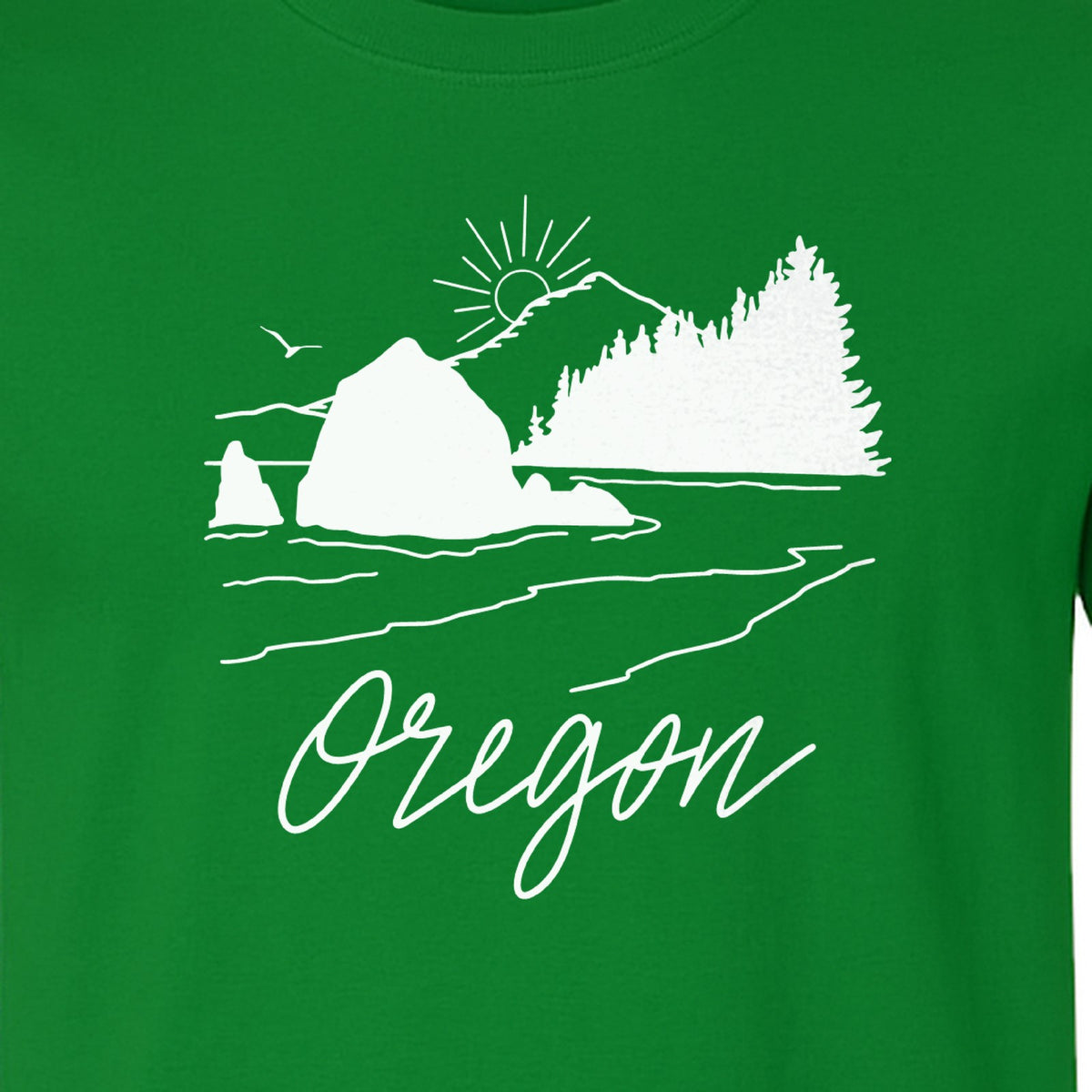 Oregon T-Shirt, Mountain Sunset Coastal Landscape Graphic for Travel and Nature Gifts