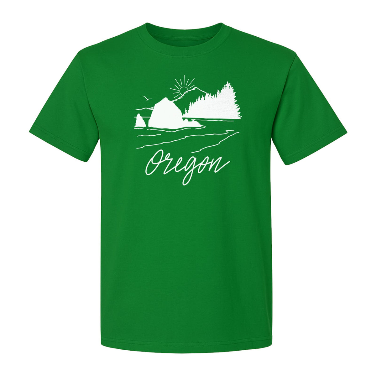 Oregon T-Shirt, Mountain Sunset Coastal Landscape Graphic for Travel and Nature Gifts