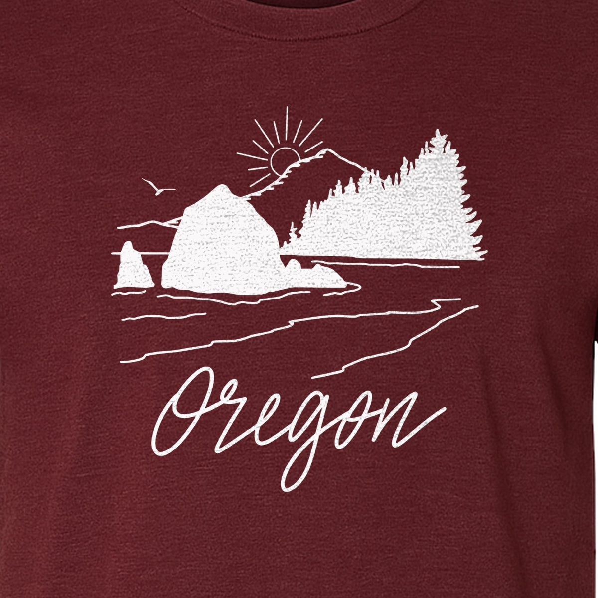 Oregon T-Shirt, Mountain Sunset Coastal Landscape Graphic for Travel and Nature Gifts