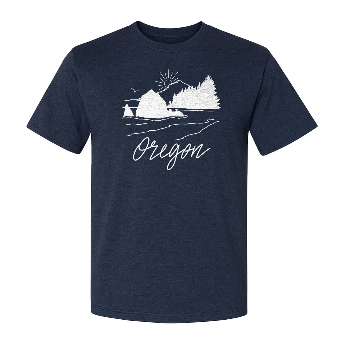 Oregon T-Shirt, Mountain Sunset Coastal Landscape Graphic for Travel and Nature Gifts