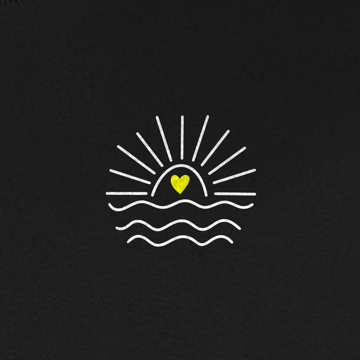 Pocket Sun T-Shirt, Minimal Sunrise Heart and Wave Design for Beach Days and Summer Vacations