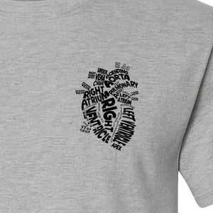 Anatomical Heart T-Shirt, Medical Word Art Design for Nurses and Nursing Students