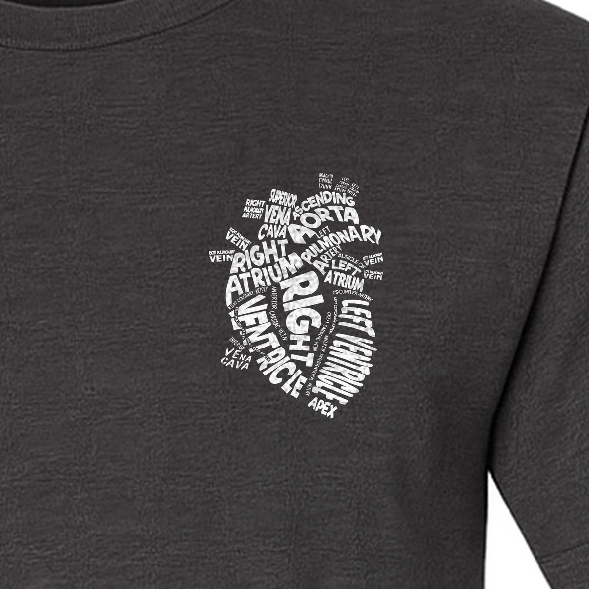 Anatomical Heart T-Shirt, Medical Word Art Design for Nurses and Nursing Students
