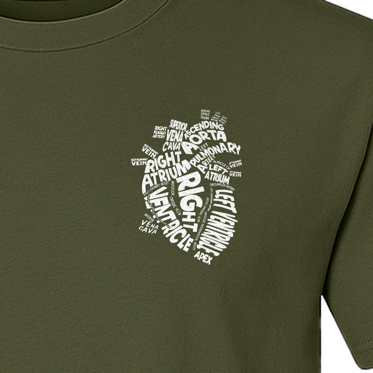 Anatomical Heart T-Shirt, Medical Word Art Design for Nurses and Nursing Students