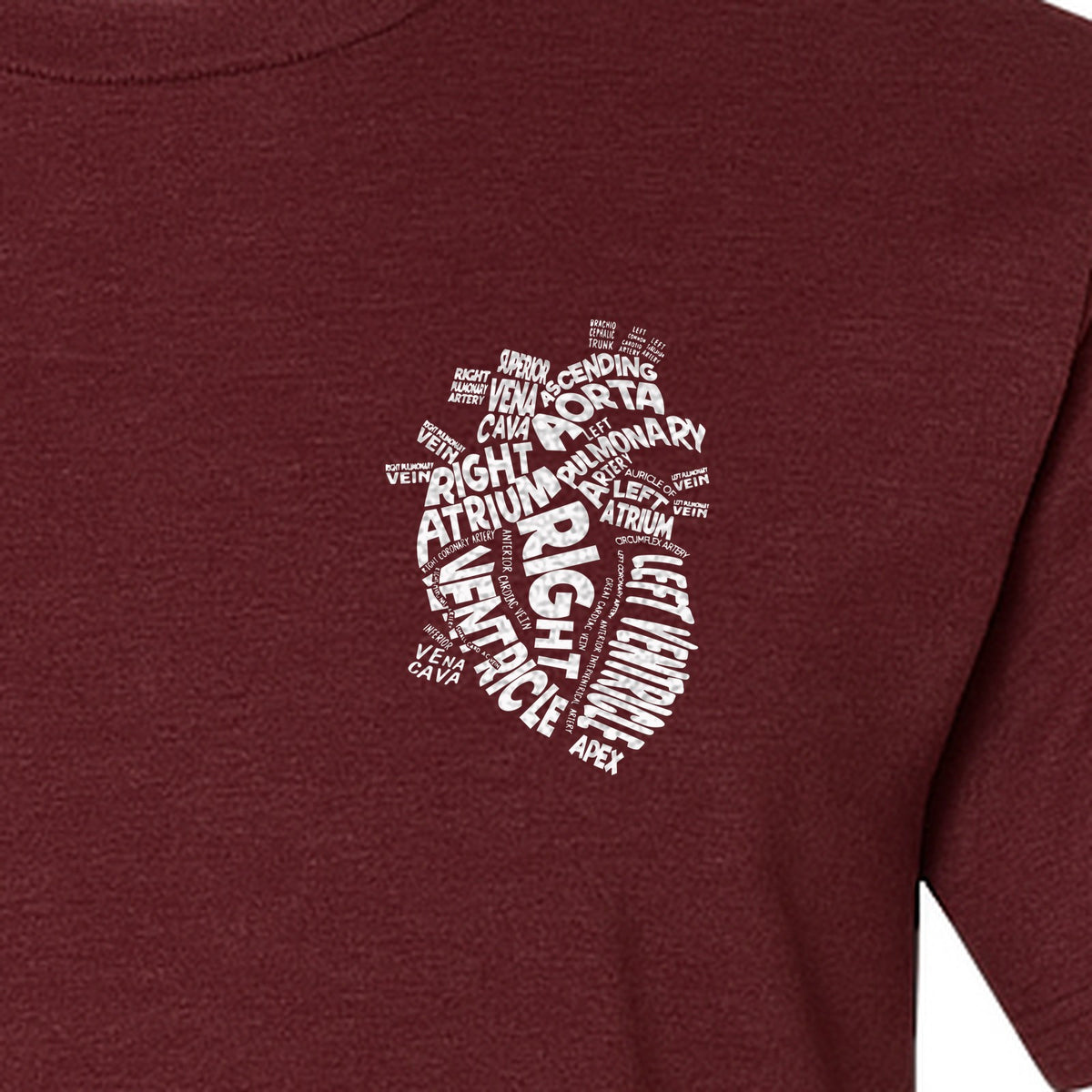 Anatomical Heart T-Shirt, Medical Word Art Design for Nurses and Nursing Students