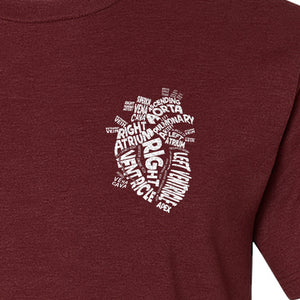 Anatomical Heart T-Shirt, Medical Word Art Design for Nurses and Nursing Students